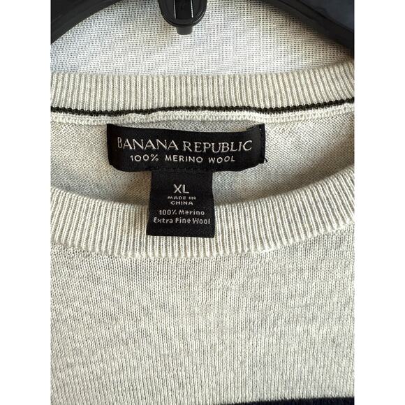 Banana Republic Merino Wool Sweater Men Size XL Stripe Light Work Classic Preppy - Picture 6 of 9